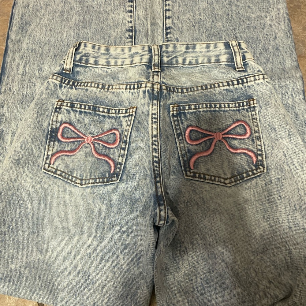 wide leg bow jeans mid rise